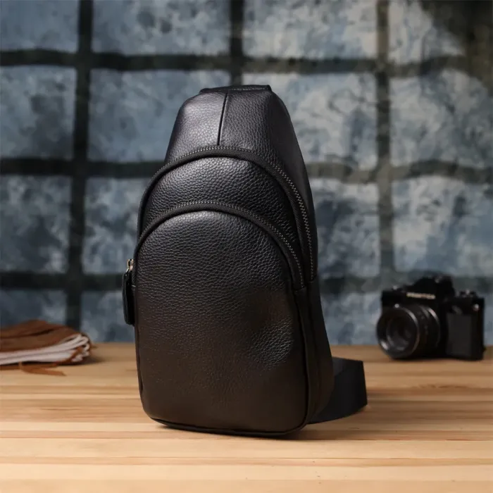Чоловіча сумка через плече з натуральної шкіри Vintage 23032 Чорний