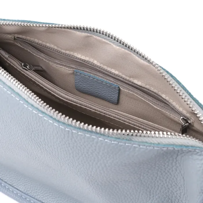 Цікава напівкругла сумка для жінок з натуральної шкіри Vintage 22908 Сіро-блакитний