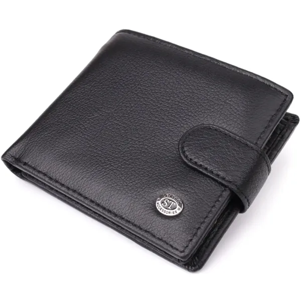 Класичний чоловічий гаманець горизонтального формату із натуральної шкіри ST Leather 23094 Чорний