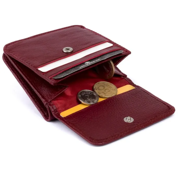 Маленький гаманець жіночий ST Leather 19236 Бордовий на кнопці