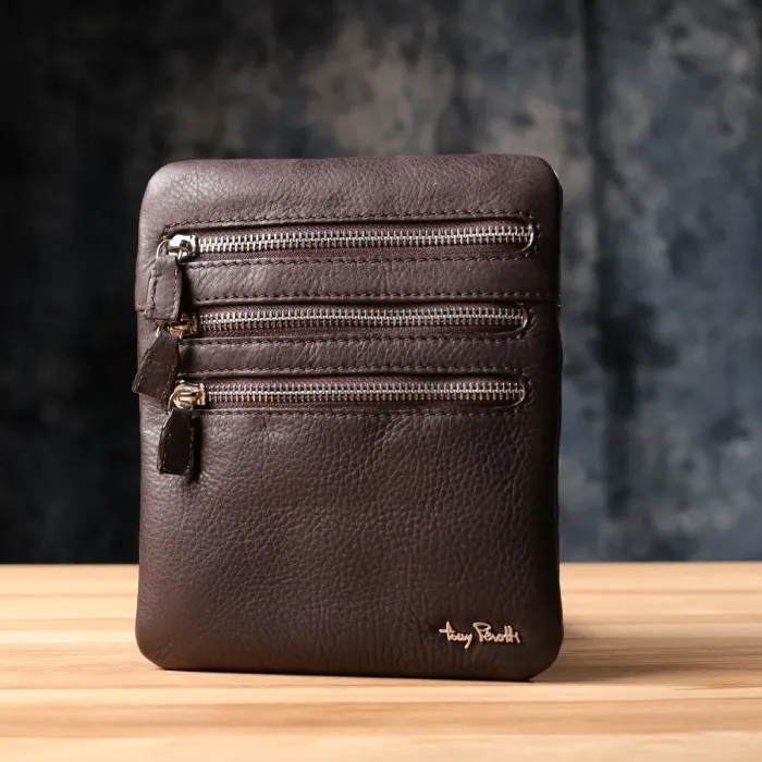 Стильна невелика сумка з матової зернистої натуральної шкіри Tony Perotti 20876_1 ( 9019 moro) Коричневий