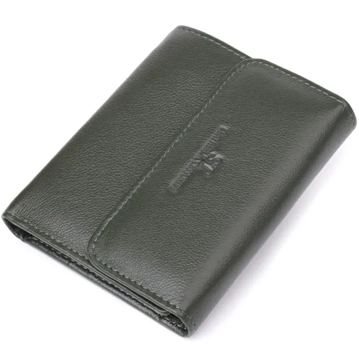 Стильний гаманець середнього розміру із натуральної шкіри ST Leather 23075 Зелений