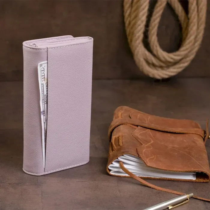 Гаманець шкіряний у дві додавання жіночий ST Leather 19289 Ліловий