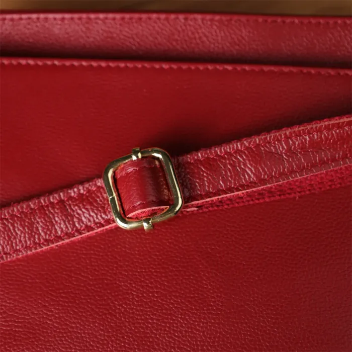 Елегантна сумка жіноча з твердим дном з натуральної шкіри Vintage 22982 Червоний