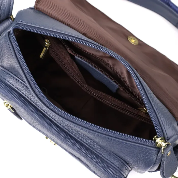 Практична сумка з натуральної шкіри для жінок Vintage 22971 Синій