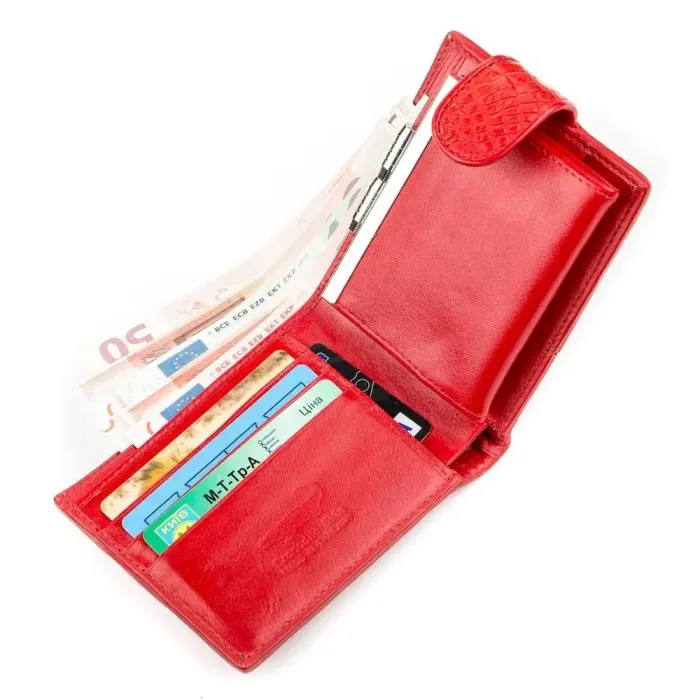 Портмоне жіноче CROCODILE LEATHER 18137 з натуральної шкіри крокодила Червоне