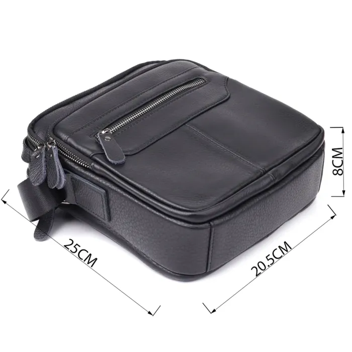 Вертикальна чоловіча сумка з натуральної шкіри Vintage 22967 Чорний