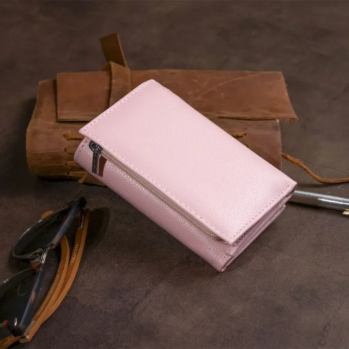 Горизонтальное портмоне из кожи женское на магните ST Leather 19334 Розовое