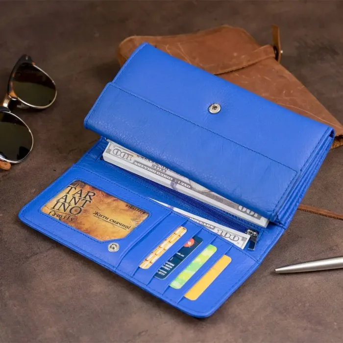 Гаманець шкіряний у дві додавання жіночий ST Leather 19285 Синій