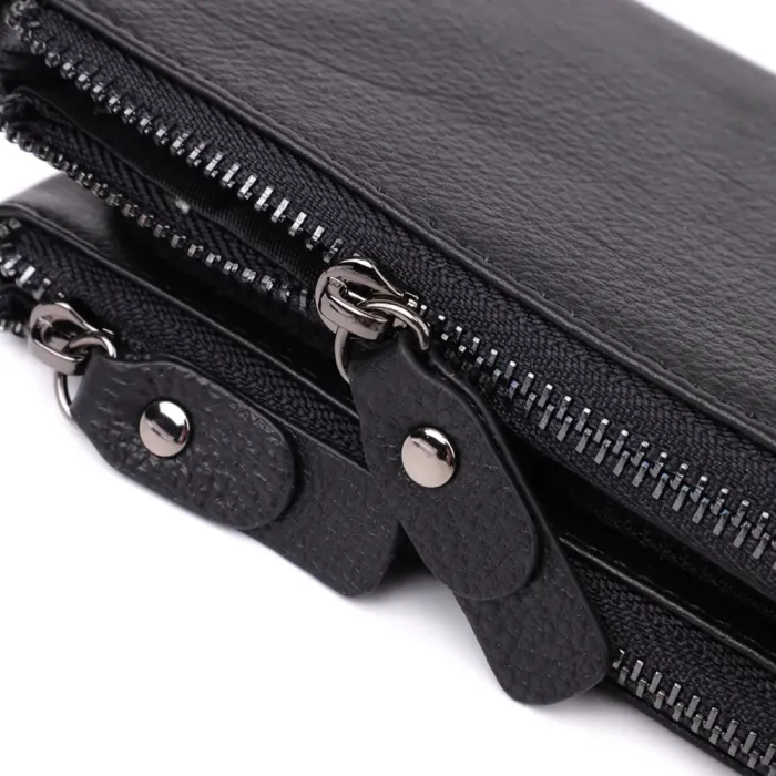 Практичний шкіряний гаманець на три відділення ST Leather 23111 Чорний