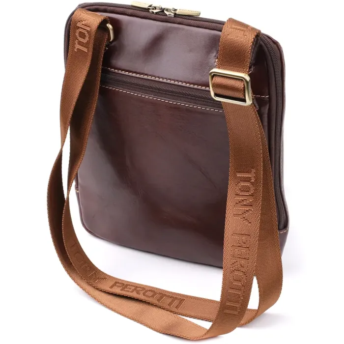 Стильна чоловіча сумка через плече з гладкої натуральної шкіри Tony Perotti 20854_1 (9137-20 moro) Коричневий
