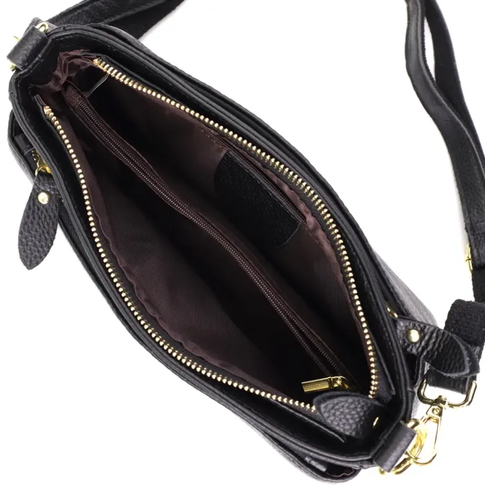 Класична жіноча сумка з жорстким дном із натуральної шкіри Vintage 22987 Чорний