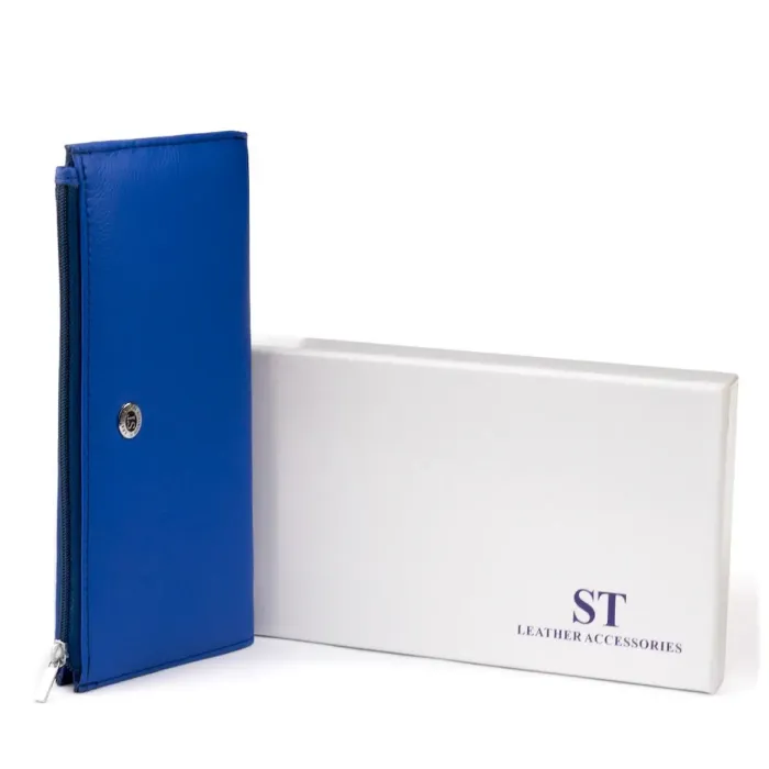 Горизонтальний тонкий гаманець зі шкіри унісекс ST Leather 19329 Синій