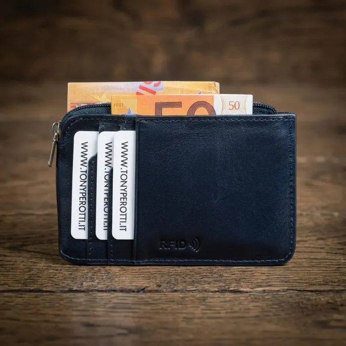 Кредитниця з RFID Tony Perotti з натуральної шкіри Nevada 3825 (90558) Синя
