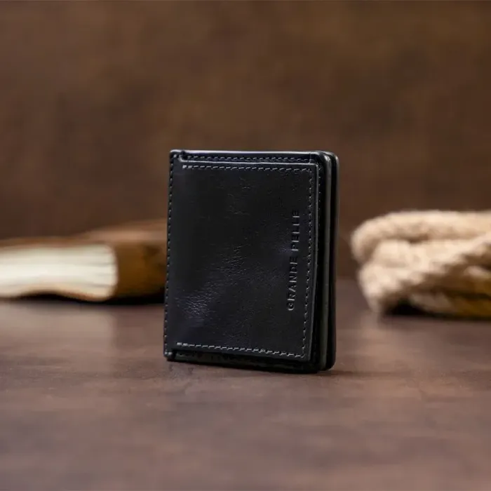 Вертикальное глянцевое портмоне с накладной монетницей GRANDE PELLE 11332 Синее