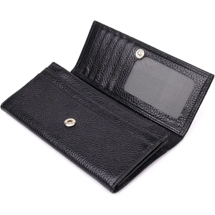 Класичний жіночий гаманець з натуральної шкіри CANPELLINI 20872_1 Чорний