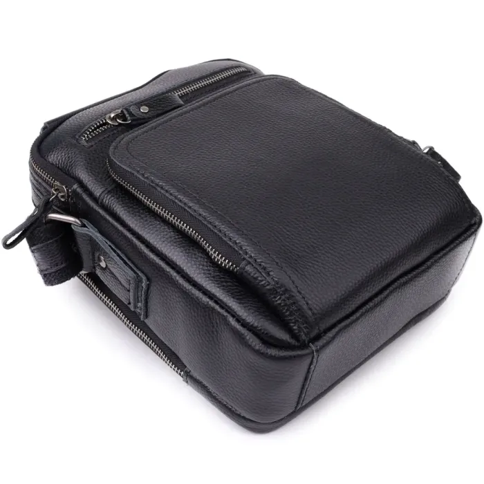 Ділова чоловіча сумка з ручкою для перенесення в руці з натуральної шкіри Vintage 23034 Чорний