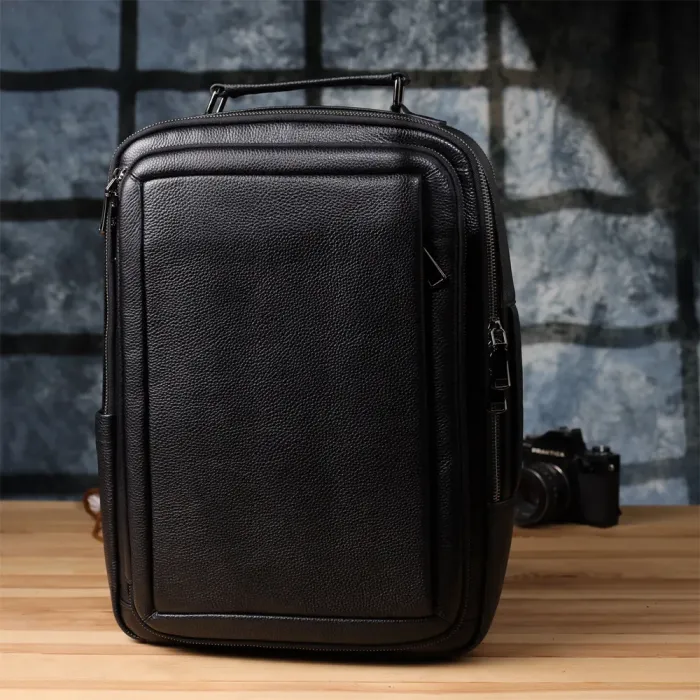 Багатофункціональний рюкзак для чоловіків з натуральної шкіри Vintage 23044 Чорний
