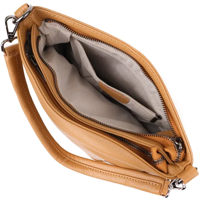 Жіноча сумка на два відділення з натуральної шкіри Vintage 23015 Світло-коричневий