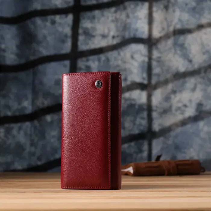 Модний жіночий гаманець на магнітах із натуральної шкіри ST Leather 23113 Бордовий
