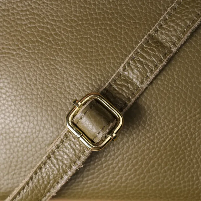 Стильна шкіряна сумка із щільним дном для жінок Vintage 22984 Оливковий