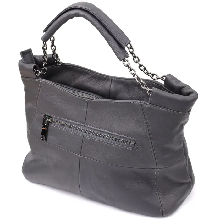 Повсякденна сумка для жінок з натуральної шкіри Vintage 22989 Сірий