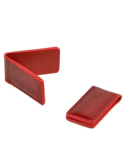 Жіночий гаманець Затискач для грошей шкіряний Bretton Clip-Croc red
