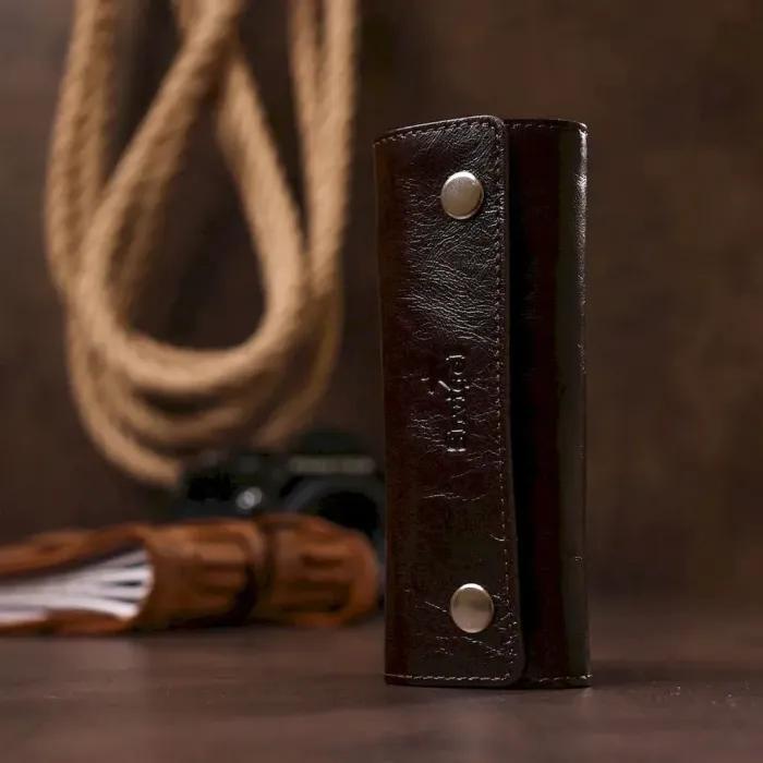 Удобная кожаная ключница Shvigel 16534 Коричневый