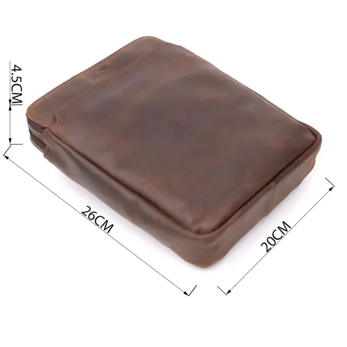 Чоловіча сумка через плече з вінтажної шкіри Shvigel 20866_1 Коричневий