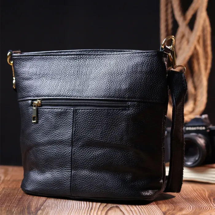 Красива жіноча сумка на плече Vintage 15002 шкіряна Чорний