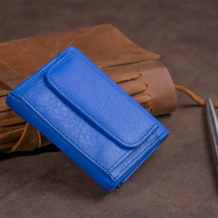 Маленькое портмоне из кожи унисекс ST Leather 19354 Синее