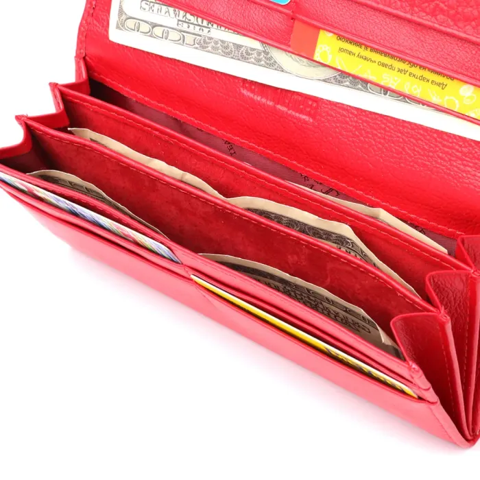 Яскравий жіночий гаманець на магнітах із натуральної шкіри ST Leather 23114 Червоний