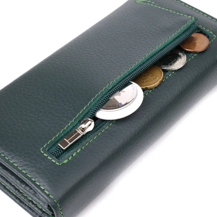 Зручний вертикальний гаманець із натуральної шкіри ST Leather 23086 Зелений