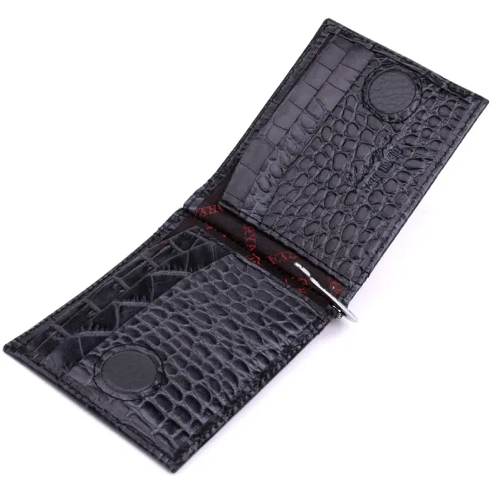 Практичний чоловічий гаманець-затиск із натуральної шкіри KARYA 22851 Сірий