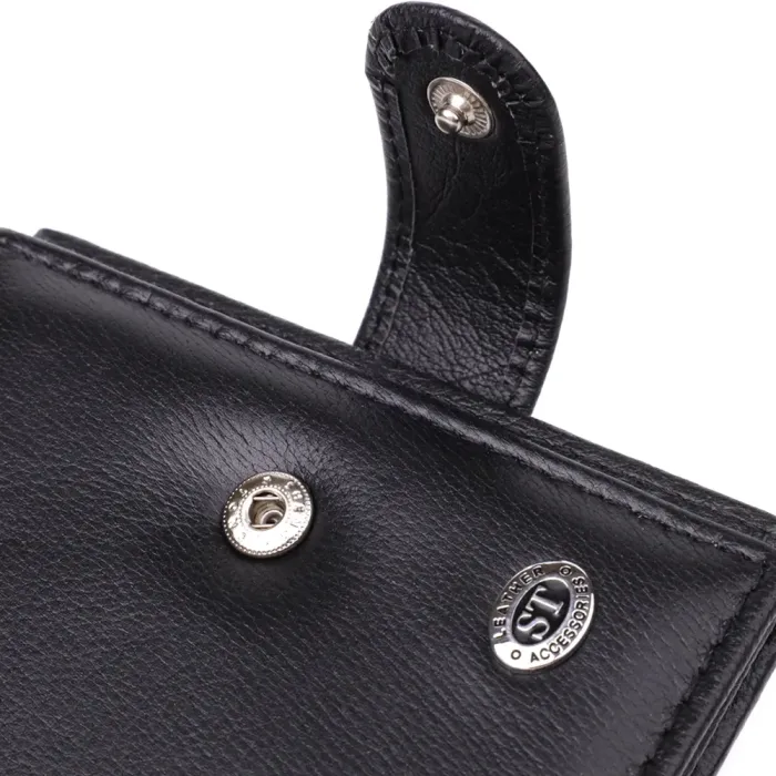 Компактний чоловічий гаманець вертикального формату з натуральної шкіри ST Leather 23095 Чорний