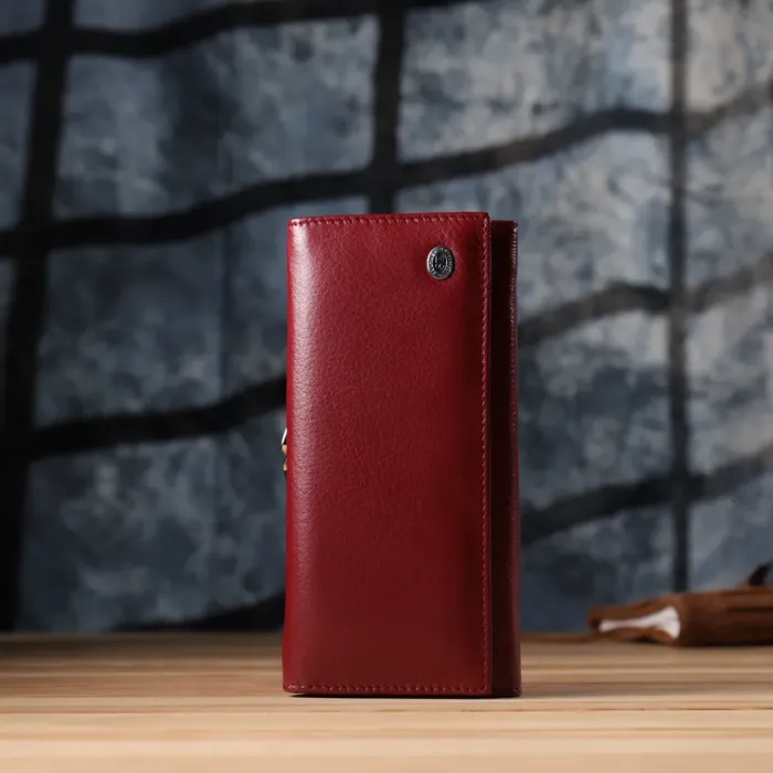 Елегантний гаманець для жінок з монетницею із натуральної шкіри ST Leather 23107 Бордовий