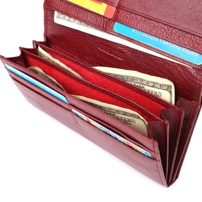 Елегантний гаманець для жінок з монетницею із натуральної шкіри ST Leather 23107 Бордовий