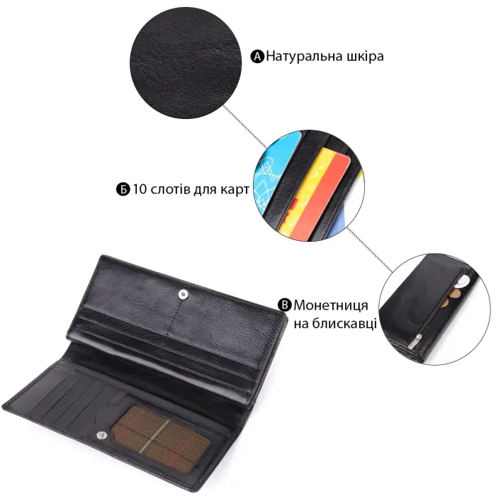 Красивий жіночий гаманець з натуральної глянсової шкіри Tony Perotti 20892_1 (1902 nero) Чорний