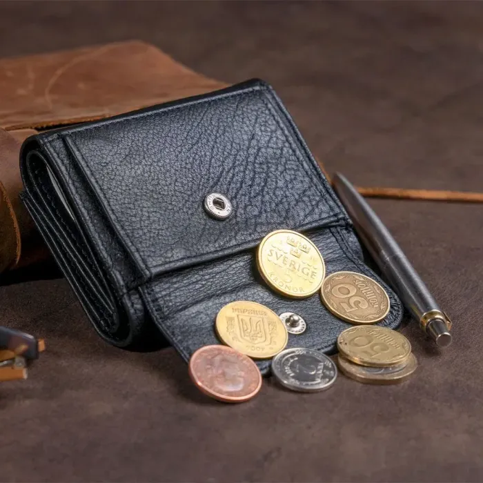 Маленьке портмоне зі шкіри унісекс ST Leather 19356 Чорне