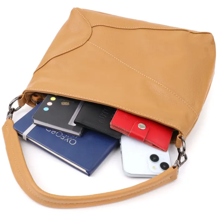 Жіноча сумка на два відділення з натуральної шкіри Vintage 23015 Світло-коричневий