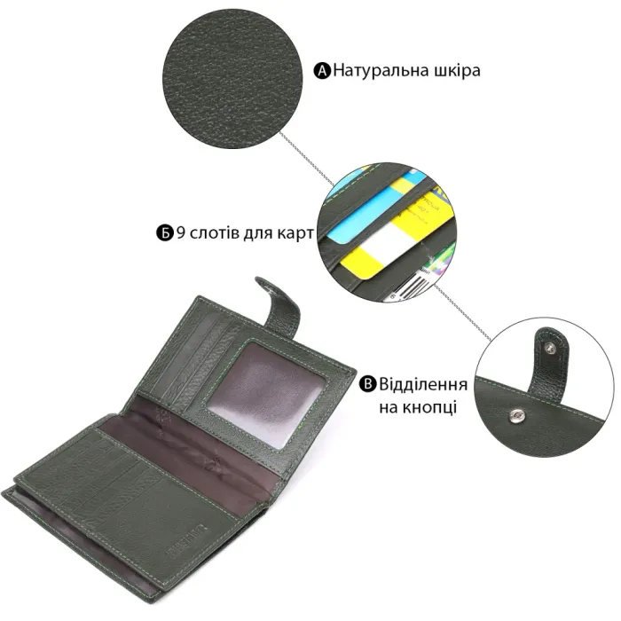 Оригінальна обкладинка на документи унісекс із натуральної шкіри ST Leather 23119 Зелений