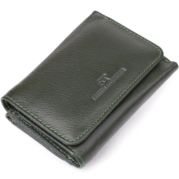 Маленький гаманець зручного формату із натуральної шкіри ST Leather 23076 Зелений