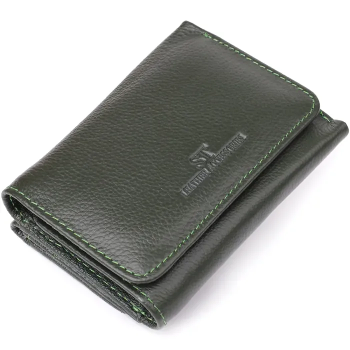 Маленький гаманець зручного формату із натуральної шкіри ST Leather 23076 Зелений