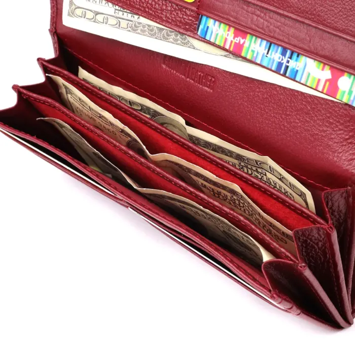 Модний жіночий гаманець на магнітах із натуральної шкіри ST Leather 23113 Бордовий