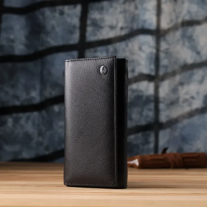 Функціональний жіночий гаманець на магнітах із натуральної шкіри ST Leather 23112 Чорний