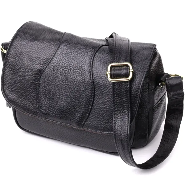 Сумка з натуральної шкіри для стильних жінок Vintage 22972 Чорний