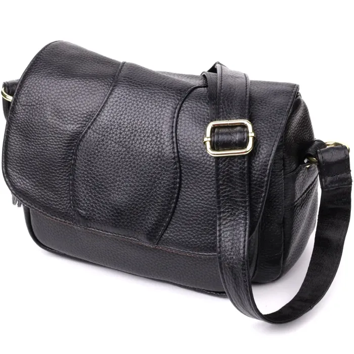Сумка з натуральної шкіри для стильних жінок Vintage 22972 Чорний