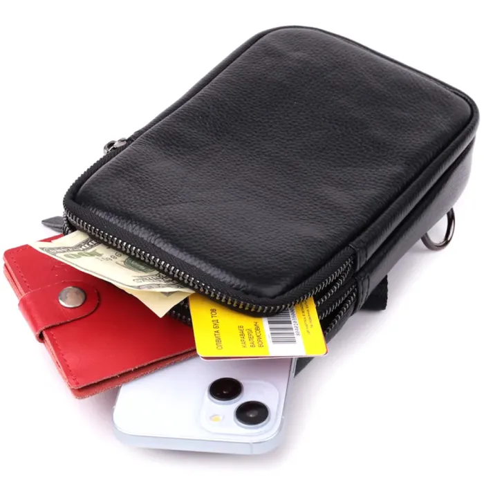 Невелика слінг сумка для чоловіків з натуральної шкіри Vintage 15105 Чорний