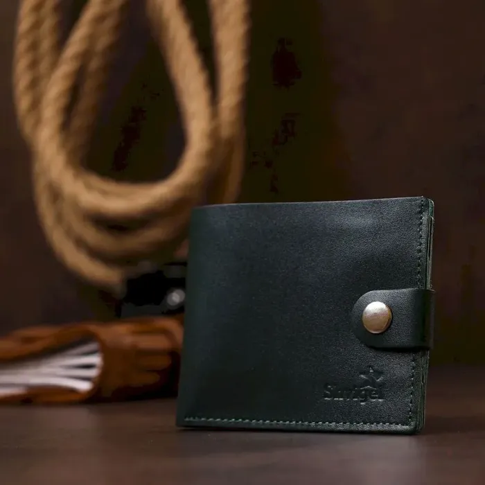 Добротное кожаное портмоне Shvigel 16469 Зеленый