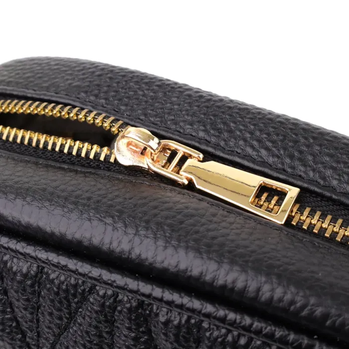 Компактна стьобана сумка для жінок з натуральної шкіри Vintage 22894 Чорний